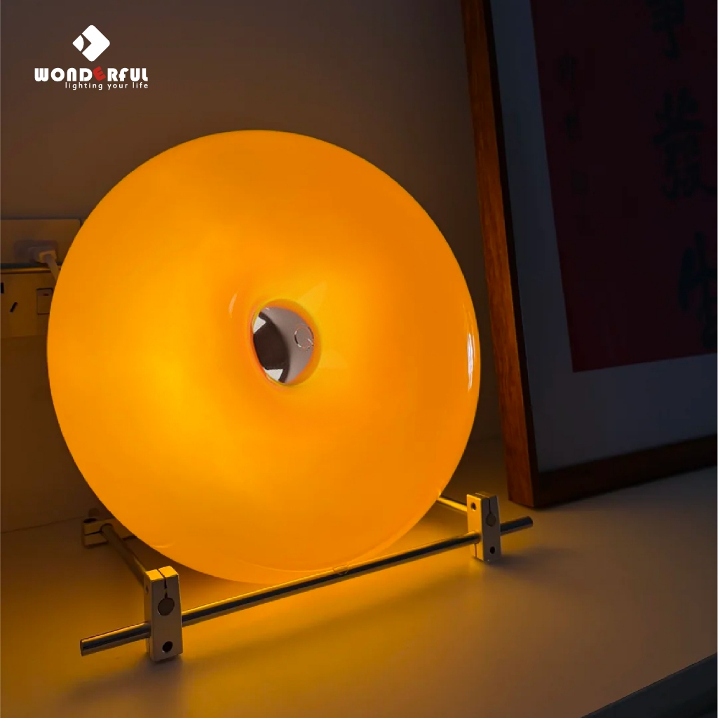 โคมไฟตั้งโต๊ะ แบบโดนัท 2ใน1 (ตั้ง/แขวน) สวิตช์สัมผัส ปรับแสง 3 ระดับ ปรับแสงไร้ขั้นตอน WONDERFUL