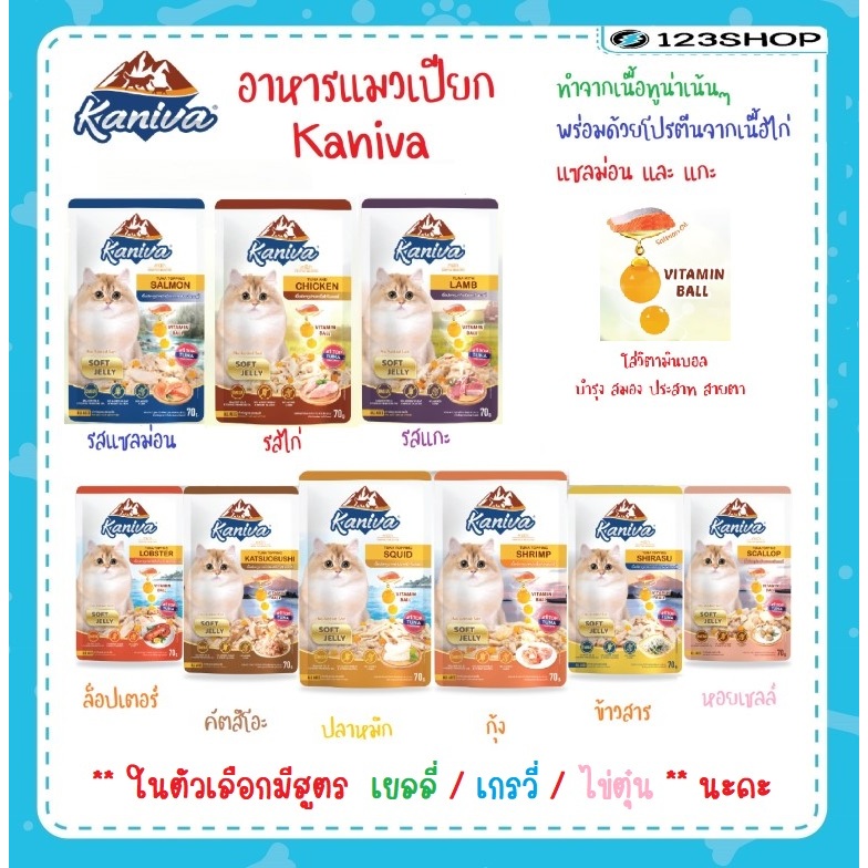 ใน livecode 30-40% อาหาร​แมว​เปียก​ Kaniva(คานิว่า)​ ขนาด1โหล12ซอง70g.
