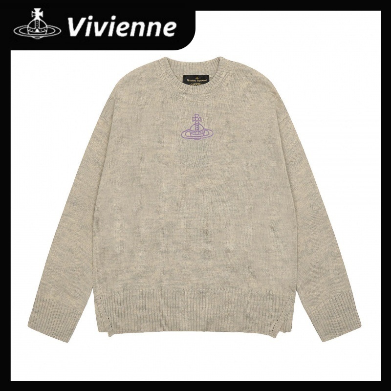 vivian westwood✨JP VIVI เสื้อกันหนาว Apricot vivian เสื้อ เสื้อกันหนาวคอกลม