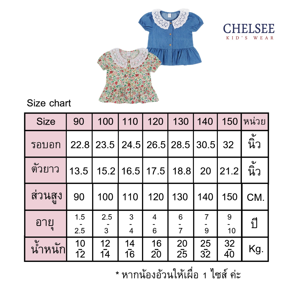 Chelsee เสื้อเชิ้ตคอกลม แขนตุ๊กตา ลายดอกไม้ 100%Cotton อายุ 1.5-10ปี เด็กผู้หญิง เสื้อผ้าเด็กโต รุ่น 238194 ราคา ถูกที่สุด ดีลบีเคเค แกลเลอรีภาพที่ 6