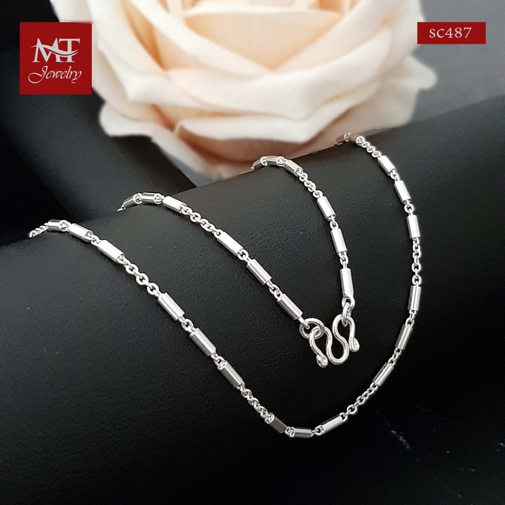 MT สร้อยคอเงินแท้ ปล้องอ้อย สลับโซ่ หนา 1.8 มม ยาว 16 นิ้ว Silver Chain (sc487) MT Jewelry มณีธารา