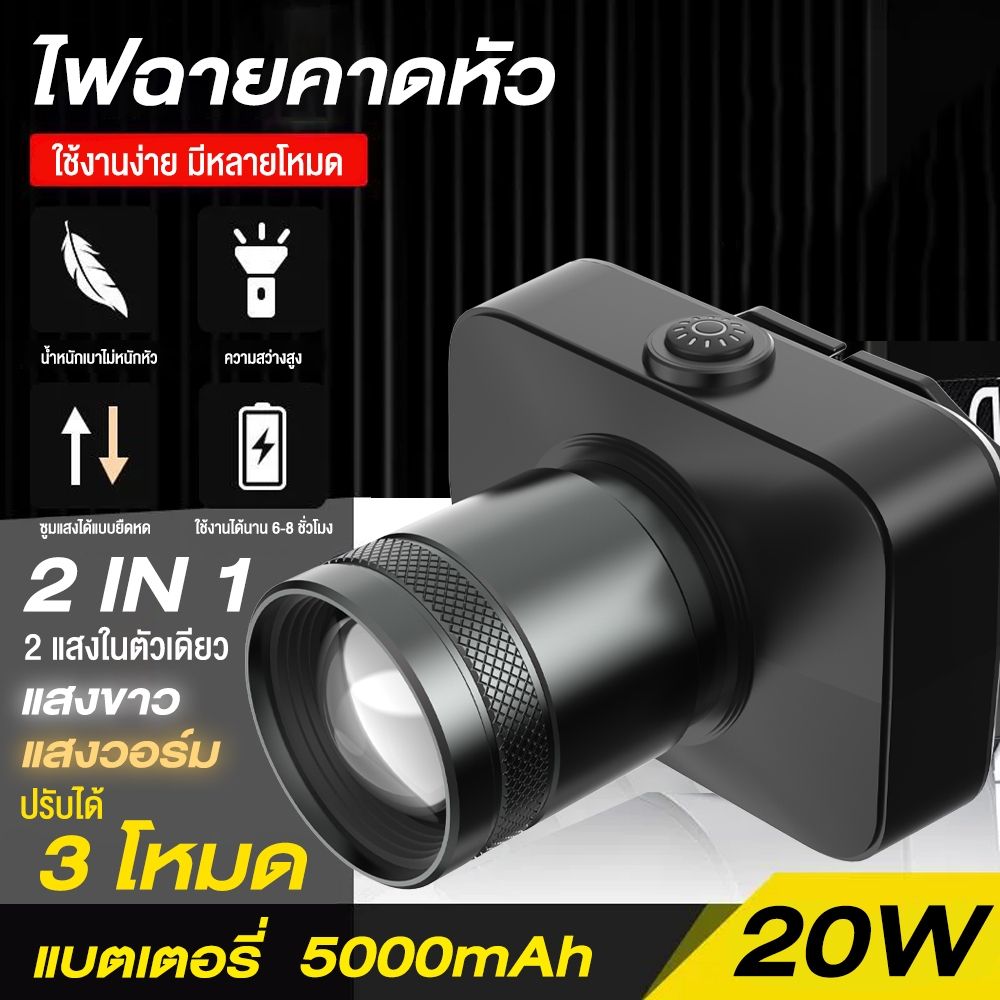 [พร้อมส่ง] ไฟฉายคาดหัว ไฟคาดหัว ส่องไกล ไฟคาดหัว LED ส่องกบ เดินป่า ลุยฝนได้ สว่างมาก รับประกันความสว่าง