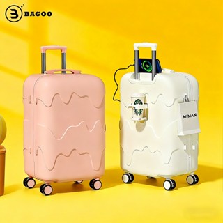BAGOO MALL กระเป๋าเดินทาง 20/24นิ้ว วัสดุ PC กระเป๋าล้อลาก ด…