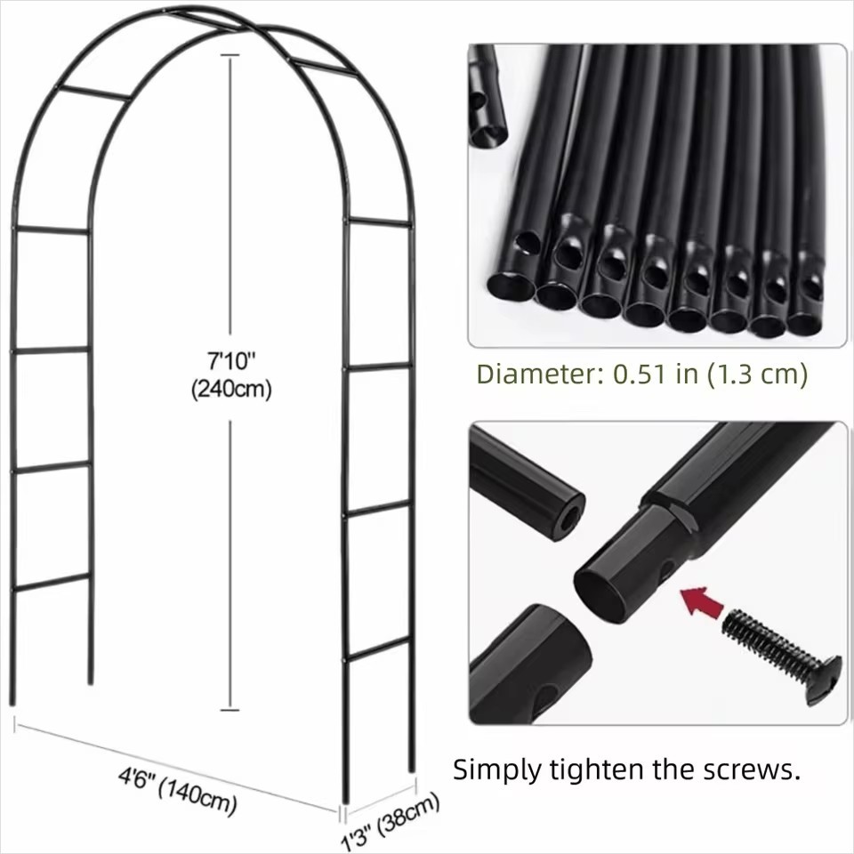 พร้อมส่ง ซุ้มไม้เลื้อย 13mm โครงเหล็ก ถอดออกได้ ขนาด 240x140x39cm ติดตั้งง่าย เหมาะสำหรับตกแต่งสวน งานแต่งงาน และพื้นที่ ราคา ถูกที่สุด ดีลบีเคเค แกลเลอรีภาพที่ 5