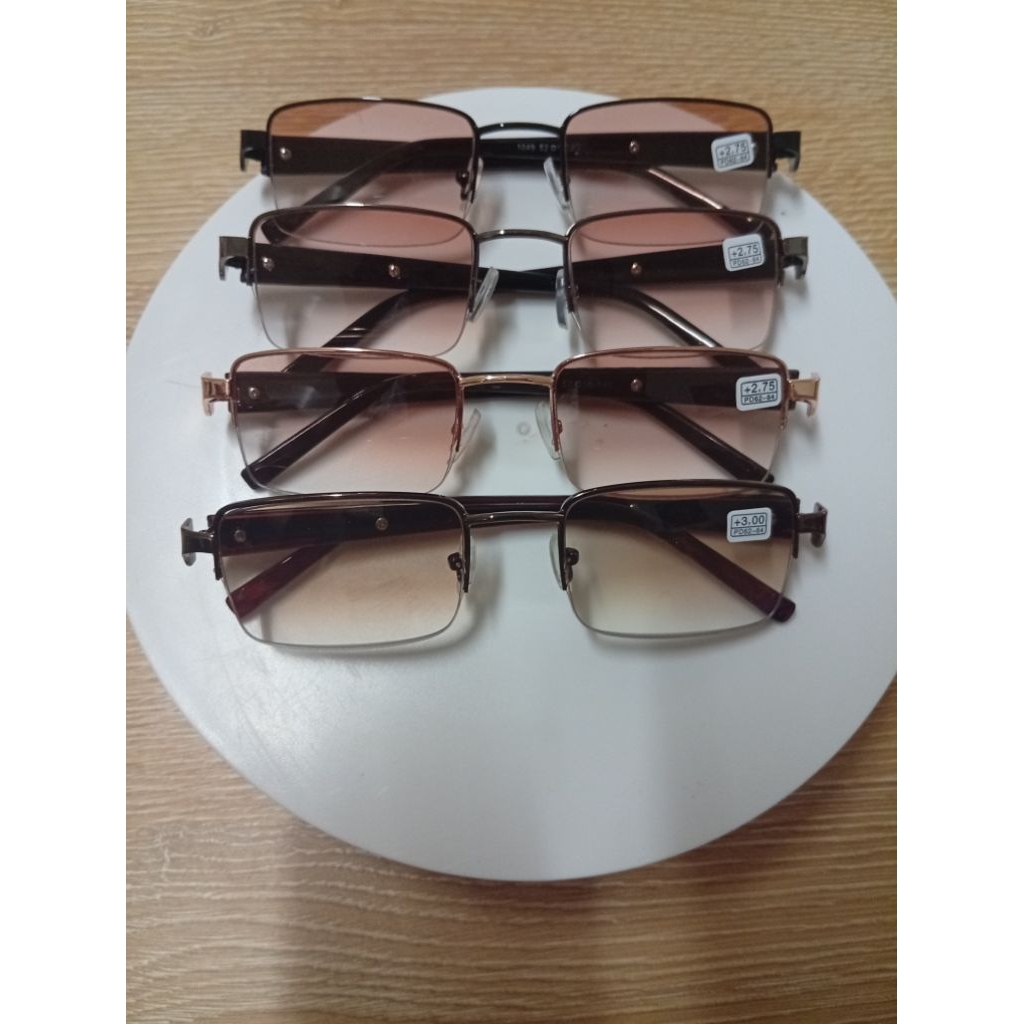แว่นสายตายาวสีชากันแดดไร้ขอบล่างขาสปริง​ ขายดีมากกใส่เบาสบายถ่ายจากงานจริง