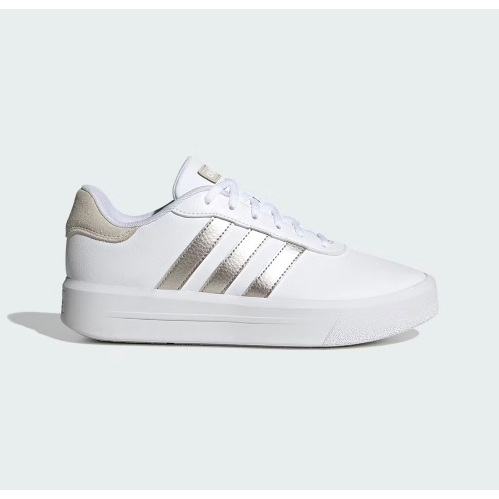 Adidas size 4.5 UK รองเท้าผ้าใบผู้หญิง Court Platform | Cloud White/Champagne Met./Aluminium ( ID196
