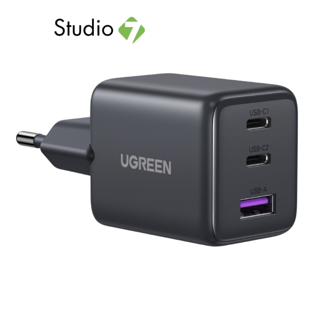 อะแดปเตอร์ Ugreen Wall USB Charger 1 USB-A / 2 USB-C (PD30W) GaN Gray by Studio7