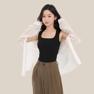WsimpleBra | Guardian Tank Top เสื้อแขนกุด คอยูเว้า มีบราในตัว เลิกใส่ชุดชั้นในและซิลิโคลปิดจุก