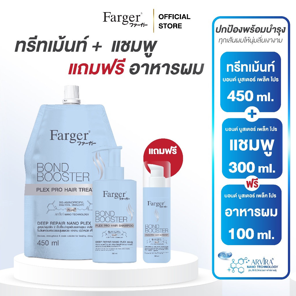 [2ฟรี1] Farger Bond Booster Plex Pro Hair Treatment+Shampoo ฟรี เซรั่มใส่ผม บำรุงผม กู้ผมเสีย ป้องกันความร้อน ลดปัญหาผมแ