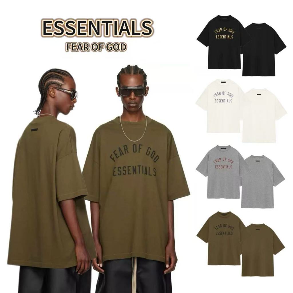 ส่วนลด 50 % Fear of God Essentials FALL24 BACK TO SCHOOL เสื้อยืด Logo สกรีน โอเวอร์ไซส์ สำหรับคู่รัก