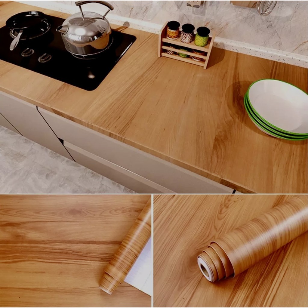 วอลเปเปอร์มีกาวในตัว สติ๊กเกอร์ลายไม้ สามารถติดได้กับพื้นผิวเรียบ กันน้ำติดทนทาน 60*1000/61*300cm - รูปที่ 4