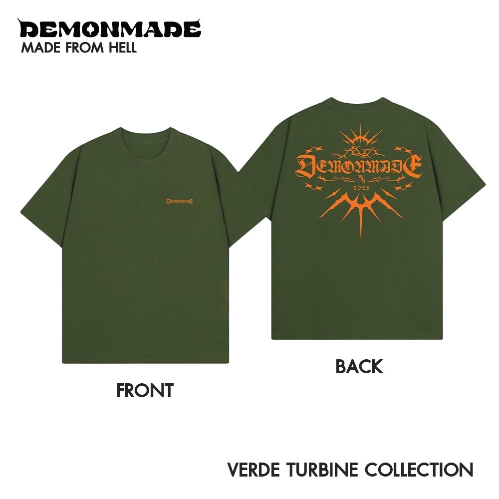 DemonMade เสื้อยืด VERDE TURBUNE COLLECTION  ทรงโอเวอร์ไซส์ วินเทจ ผ้าคอตตอน 100% ดีไซน์เรียบแต่แฝงค