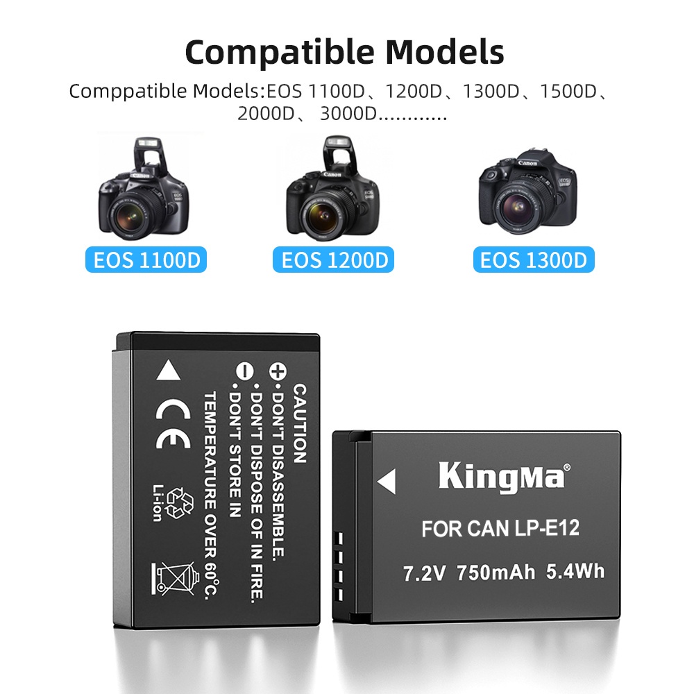 KingMa แบตเตอรี่ LP-E12 กล้อง แคนนอน Canon EOS M10 M50 M200 M100 100D EOS M EOS M2 - รูปที่ 3