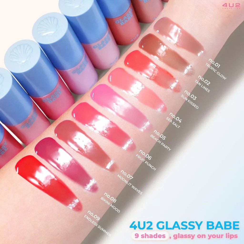 4U2 GLASSY BABE "ลิปกลอสฉ่ำวาว" 4g.  [มี 9 สี]