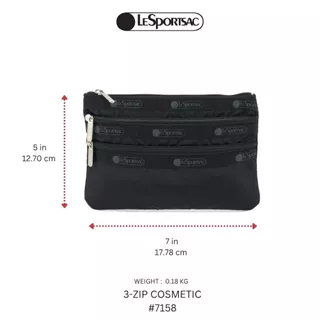 Lesportsac 3 Zip Cosmetic Bag กระเป๋าสตางค์ใบเล็ก กระเป๋าเครื่องสำอาง Style 7158