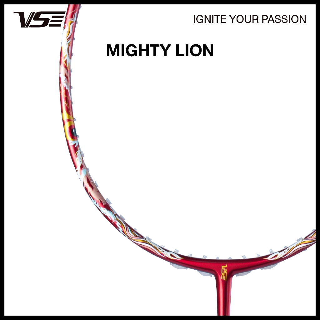 VS مضرب ريشة Mighty Lion مع مقبض وأوتار وغطاء — صورة 2