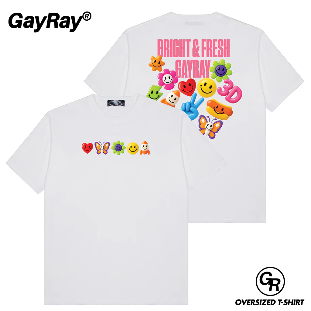 เสื้อโอเวอร์ไซส์ Cotton 100%GayRay ⎰Bright&Fresh⎱เสื้อยืดโอเวอร์ไซส์ Oversize เสื้อยืดผู้ชาย ผู้หญิง สตรีทแฟชั่น
