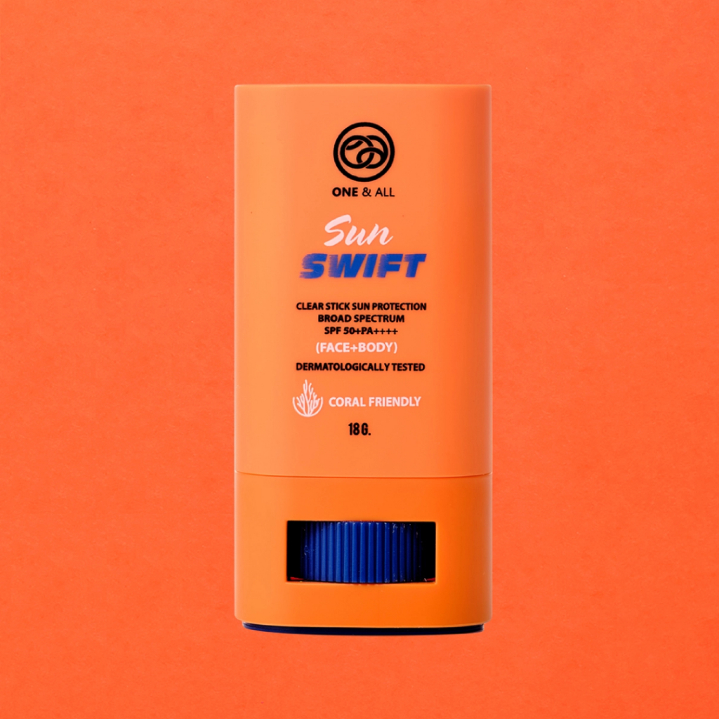 One & All Sun Swift Clear Stick Sun Protection SPF50+PA++++ กันแดดสติ๊ก ไม่ทิ้งคราบขาว กันน้ำ