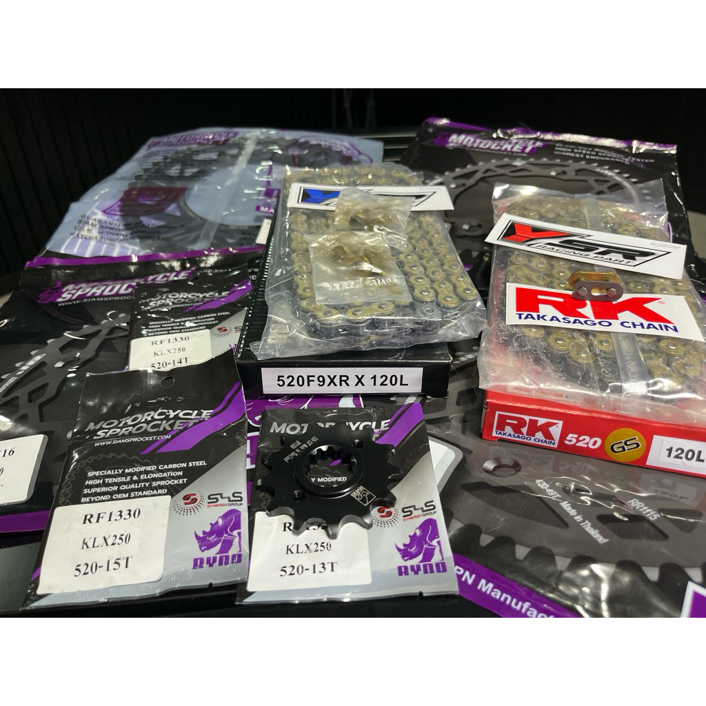 ชุดโซ่สเตอร์KLX230,250*สเตอร์หน้า520-13T,14T,15Tสเตอร์หลัง520-45T,48T,50T,52Tโซ่520X Ring-120L