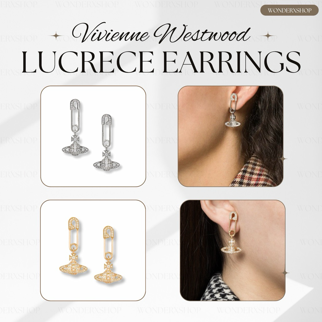 New💓พร้อมส่ง💎เครื่องประดับVivienne Westwood Lucrece Earrings Gold/Silver⚡️ ของแท้💯