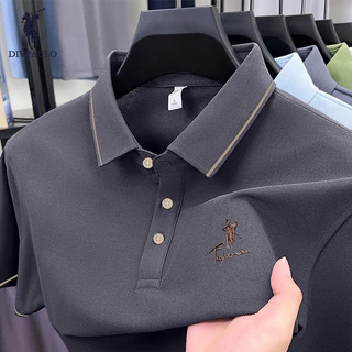 DIVPOLO 2321-Fเสื้อโปโลผู้ชาย สไตล์สปอร์ต แขนสั้น ผ้าฝ้ายแท้ ใส่สบาย เสื้อโปโล Unisex ผู้ชาย ผู้หญิง สีพื้น สไตล์มินิมอล