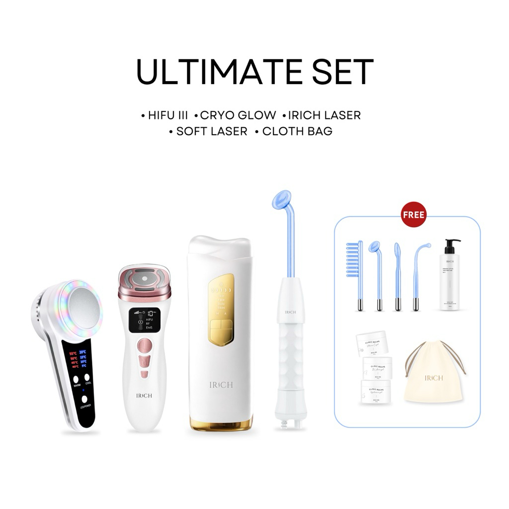 Ultimate Set : IRICH เลเซอร์ขน + Hifu III + เครื่องนวดหน้า + Soft Laser
