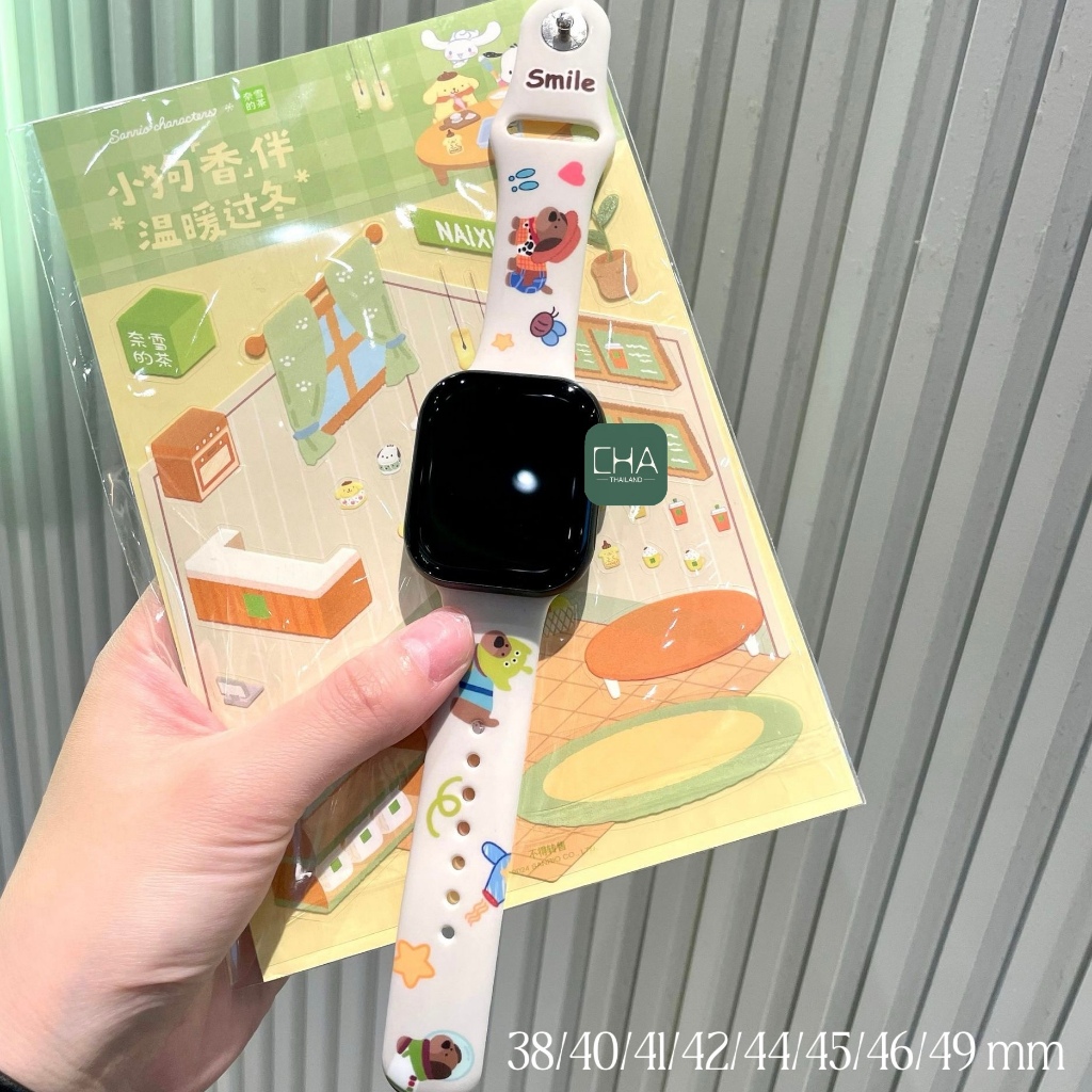 สายการ์ตูน สายซิลิโคนข้อมือ สายยาง for iWatch Ultra 3 2 SE watch11 10 ultra 8 9 7 6 5 4 สายนาฬิกา 41/44/45/46mm สายยาง