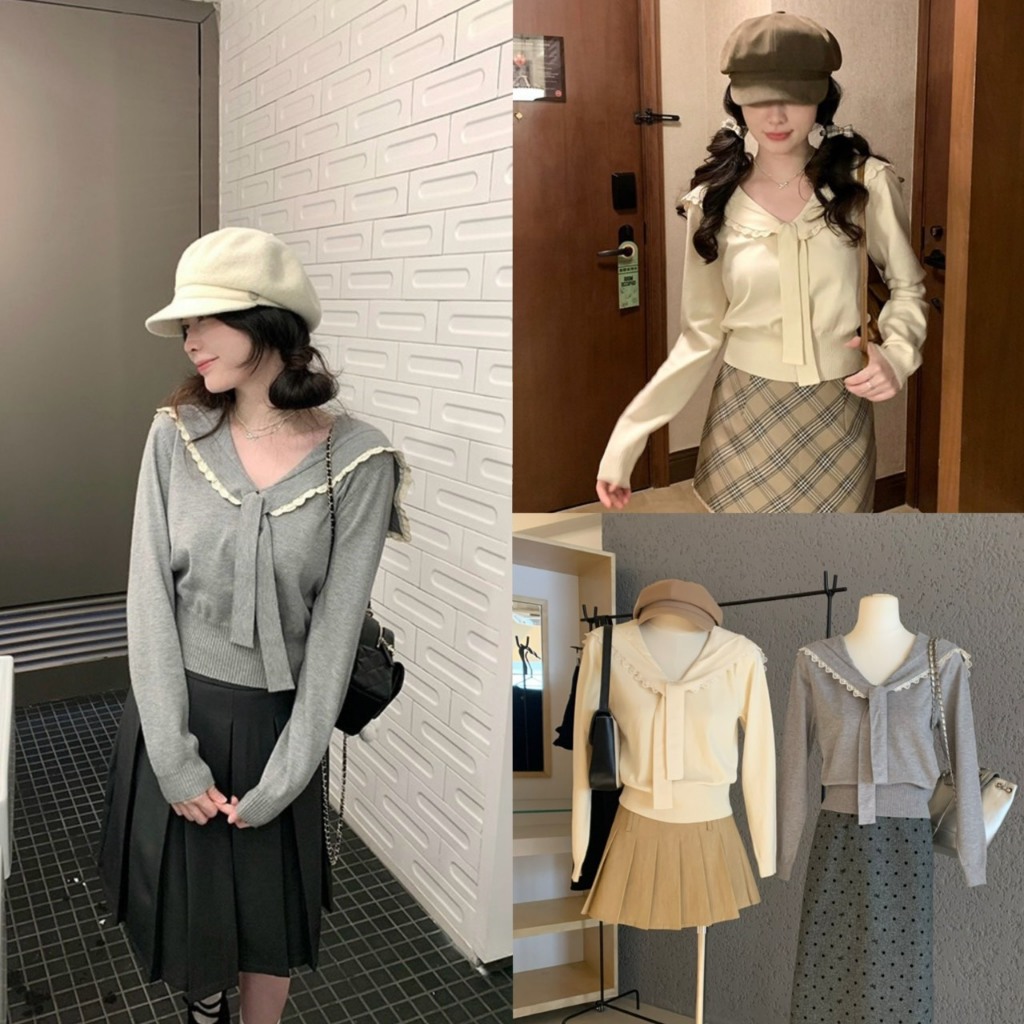 เสื้อแขนยาวไหมพรมรุ่น 7483 TAG WG.WE 🇰🇷