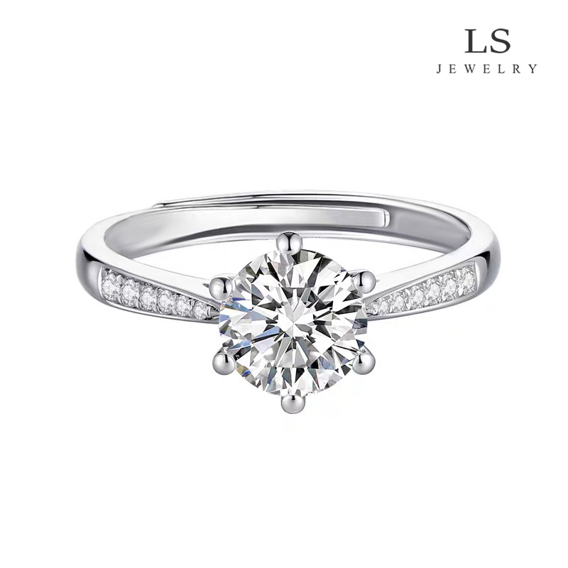 LS แหวนโรแมนติก แหวนเงินลูกปัดกลม r2904