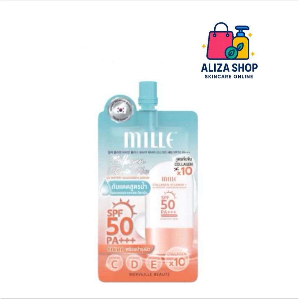 (1 ซอง) Mille กันแดดสูตรน้ำผสมคอลลาเจน Collagen Watery Sunscreen SPF50 PA +++ 6 g.