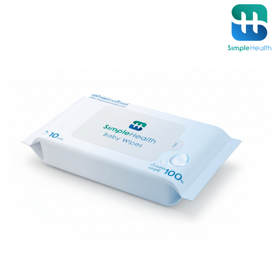 Simple Health ทิชชู่เปียกสำหรับเด็ก ​​ทิชชู่เปียกพกพา ​​ทิชชู่ 10แผ่น Baby Wipes สำหรับผิวแพ้ง่าย