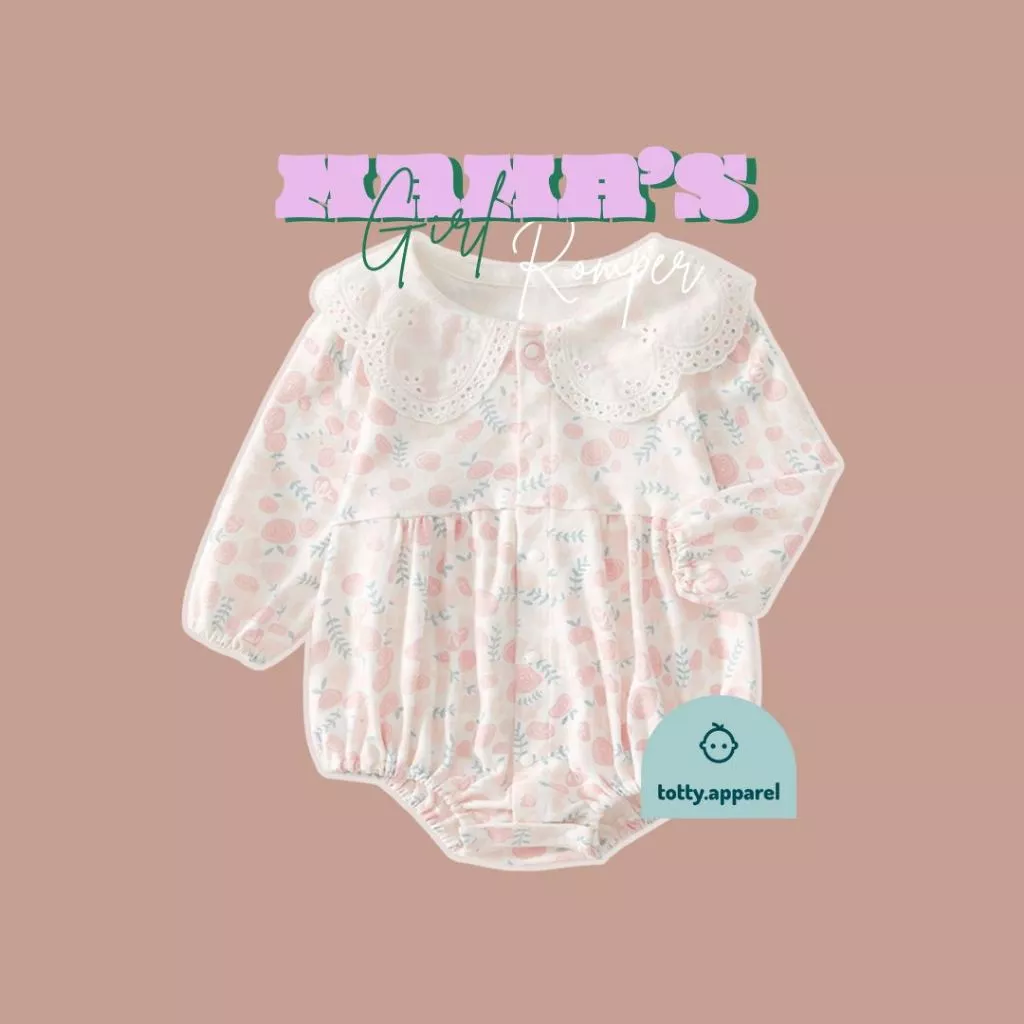 totty.apparel ชุดบอดี้สูทขาสั้นเด็กหญิง 3-6/ 6-9/ 9-12 เดือน ลายดอกไม้ เนื้อผ้าคอตตอนคุณภาพ (0152)