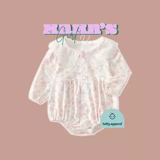 totty.apparel ชุดบอดี้สูทขาสั้นเด็กหญิง 3-6/ 6-9/ 9-12 เดือน ลายดอกไม้ เนื้อผ้าคอตตอนคุณภาพ (0152)