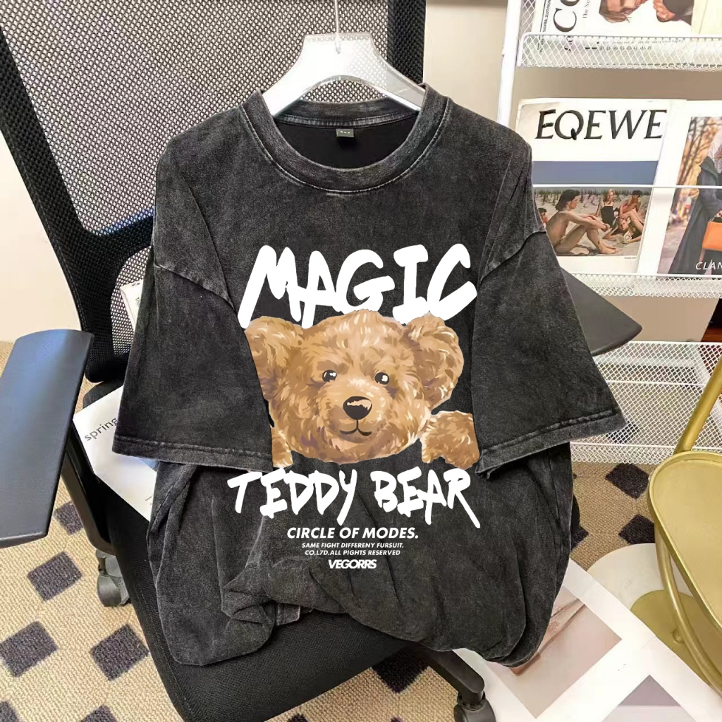 ไซส์ M-4XL เสื้อยืดฟอกขาววินเทจ ผ้านุ่มสบาย เสื้อยืดผู้หญิง เสื้อยืดผู้ชาย ใส่ได้ทั้งชายและหญิง ผ้าฝ้าย พิมพ์สกรีน ไม่หล