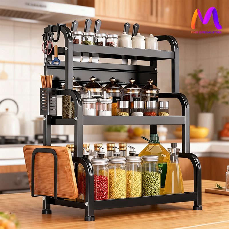 MMM ชั้นวางเครื่องปรุง 2/3 ชั้น สำหรับวางของในครัว กันสนิม ชั้นวางเครื่องเทศ  ชั้นวางของในครัว