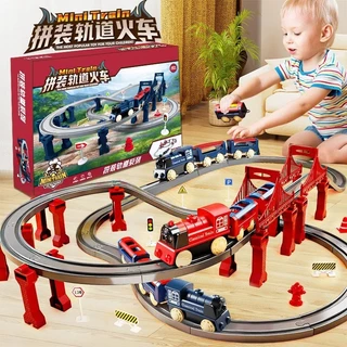 JOYTOYS ของเล่นรถชุดก่อสร้าง รางการแข่งขันก่อสร้างสำหรับเด็กที่มีความยืดหยุ่นไฟฟ้าติดตามรถของเล่นชุดของขวัญประกอบ diy