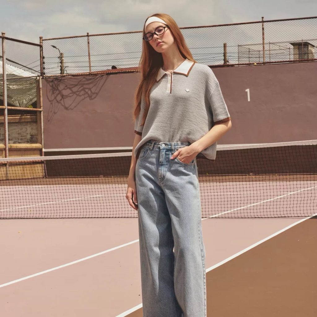 ส่งต่อเสื้อ lookbooklookbook รุ่น 102 polo shirt (One Size) สีเทา Muted blue (มี new/used) แค่เสื้อ แขนสั้น - รูปที่ 2