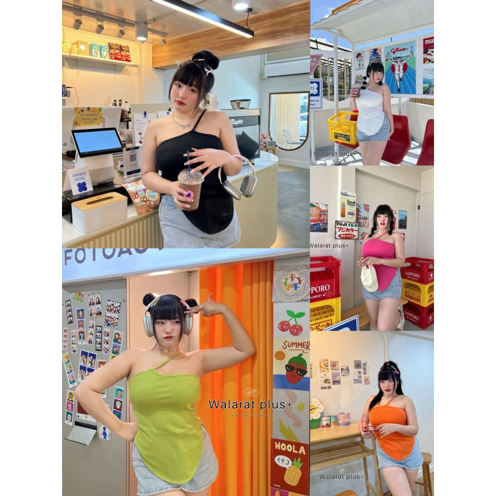 Liny tee - เสื้อสายเดี่ยวพลางหุ่น มี 5 สี อก 36-52 นิ้ว เสื้ิอสาวอวบ