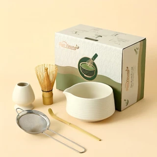 ThaiCeramiX【เซ็ต 5 ชิ้น】ชุดชามัทฉะญี่ปุ่นทรง chawan matcha set ชุดชงมัทฉะ ถ้วยชงชามัทฉะ ของขวัญ