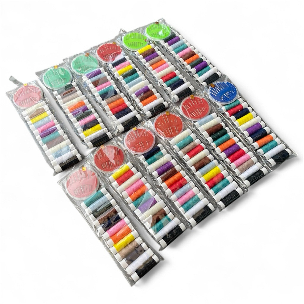 ชุดด้ายเย็บผ้า เข็ม+ด้าย12สี แพคละ12ชุด