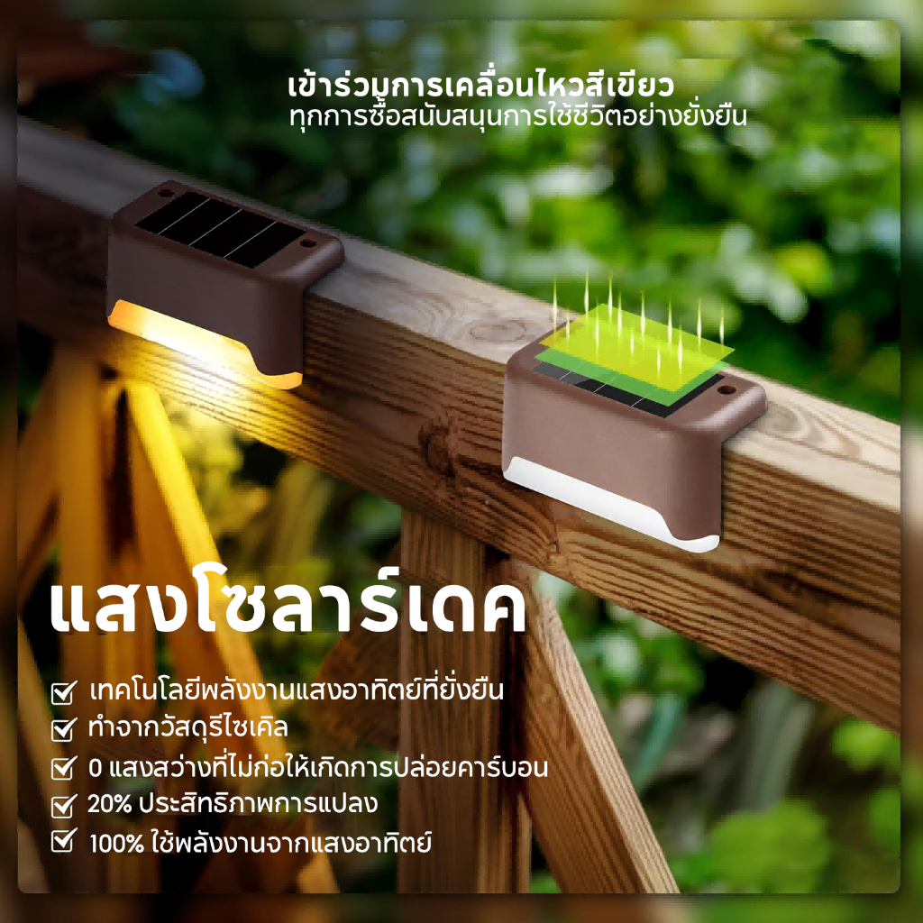 ปริมาณเล็ก ไฟบันได ไฟตกแต่ง โซล่าเซลล์ สว่างค้าง กันน้ำกันฝุ่น เปิดปิดอัตโนมัติ ติดบันได ชายคา - รูปที่ 3