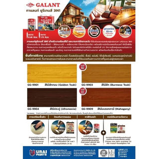 Galant กาแลนท์ ยูรีเทนสี 3in1 สีรองพื้นไม้ สีย้อมงานไม้ เคลือบเงาใส สามารถใช้งานได้ทุกงานไม้ ขนาด 0.46 1.75 แท้ทนดีสุด