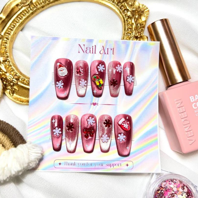 เล็บปลอมเจลเเท้100% 💅🏼 Christmas  🎅✨แถมฟรี! อุปกรณ์ติดเล็บให้ทุกเซ็ต❗️