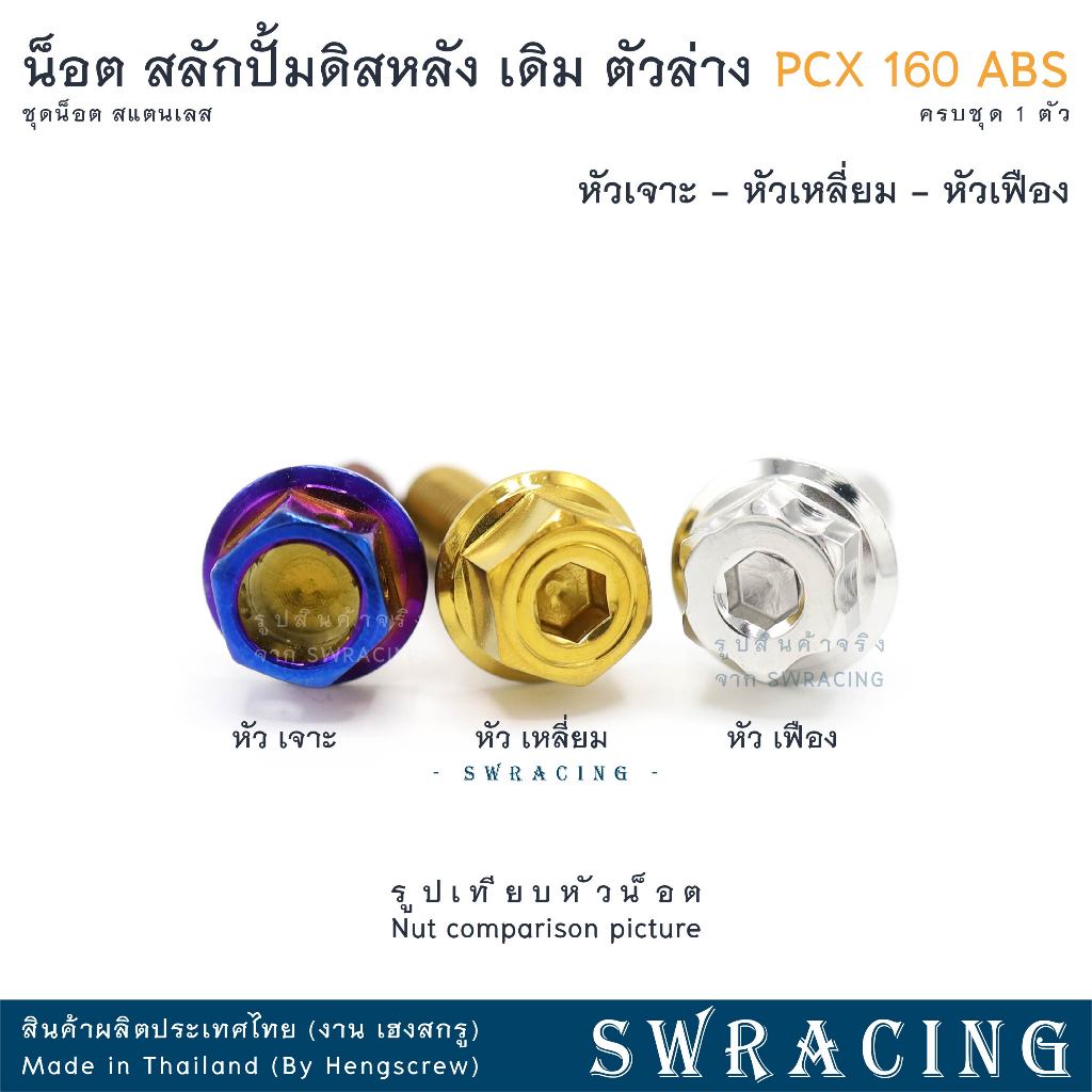 PCX160 น็อตเลส    สลักปั้มดิสล่าง ตัวหลัง    ครบชุด 1 ตัว น็อตสแตนเลส  ราคาขายต่อ 1 ชุด งานเฮงสกรู - รูปที่ 5