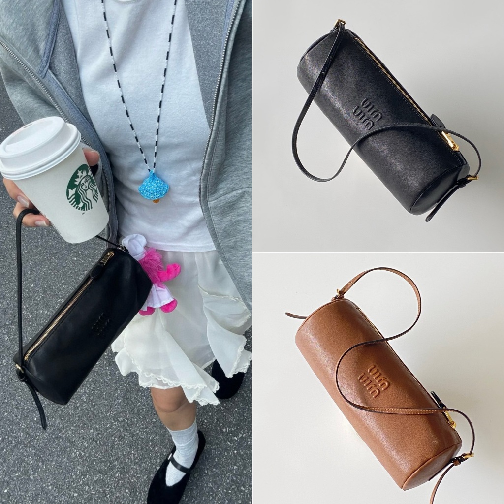 【พรีออเดอร์ 15 วัน】M1U Cylindrical Bag กระเป๋าถือ กระเป๋าใต้วงแขน หนังแท้ 22*9*9CM