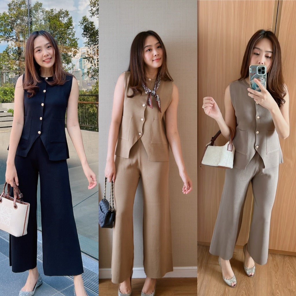 พร้อมส่งครบสี!! Rumy set ได้ไปทั้งเซต ใส่สบาย พรางต้นขา  เซตเสื้อแขนกุดและกางเกงไหมพรม
