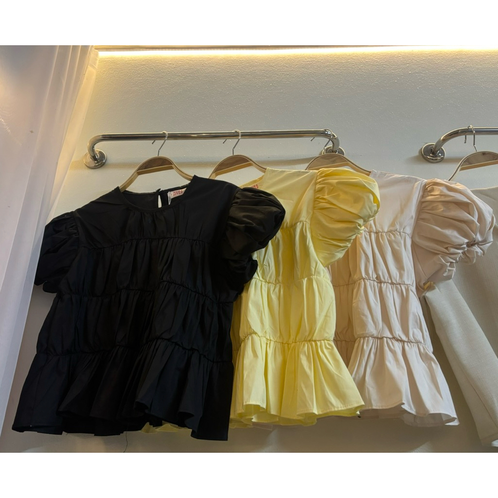 NUSA STYLEเสื้อแขนบอลลูน ผ้าคอตตอนสุดคิ้วใส่ได้ทุกวันดีเทลน่ารัก แมชง่ายทั้งกางเกงกระโปรง