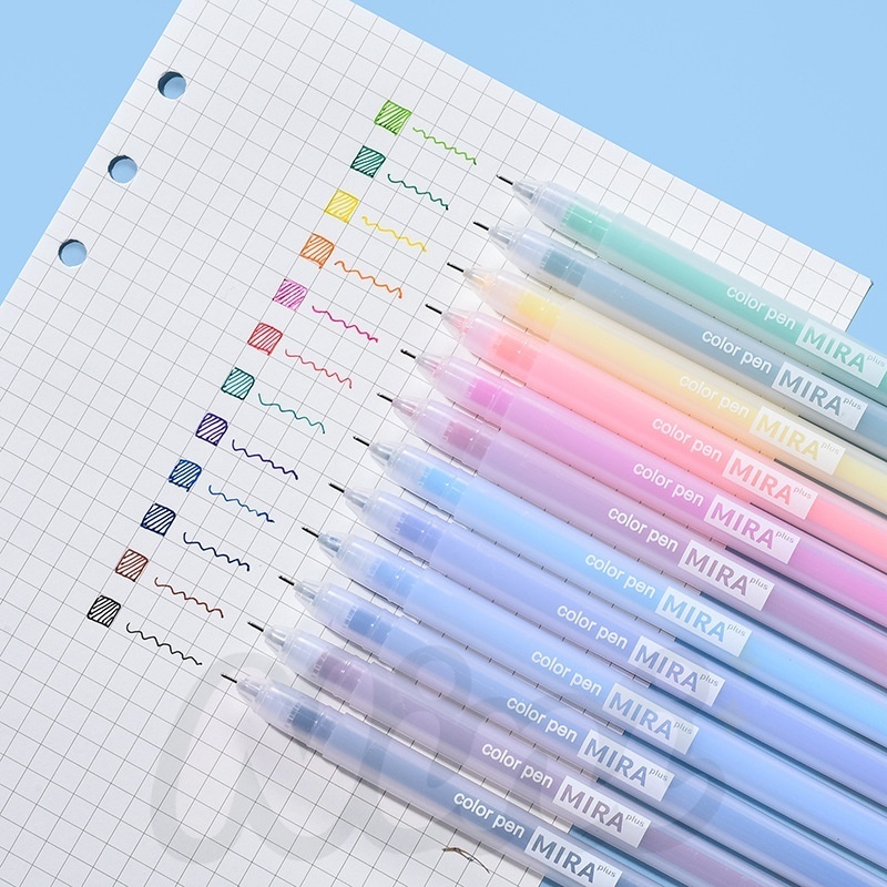 MIRA ชุดปากกาเจล Kawaii มาการอง 12 สี ขนาดหัว 0.5 มม. เหมาะสำหรับวารสารเครื่องเขียนญี่ปุ่นน่ารัก
