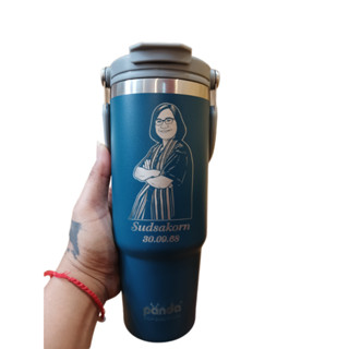 (สั่งเยอะมีเรทส่ง)แก้วเก็บอุณหภูมิ เลเซอร์ตามแบบ ข้อความ/โลโ…