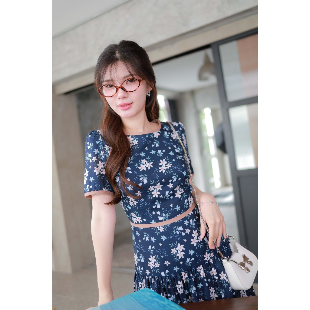 “Romi”Oil” Marina Dress K293 ชุดเดรสสีกรม (แต่งกุ๊นกระโปรงยาว) ราคา ถูกที่สุด ดีลบีเคเค แกลเลอรีภาพที่ 9